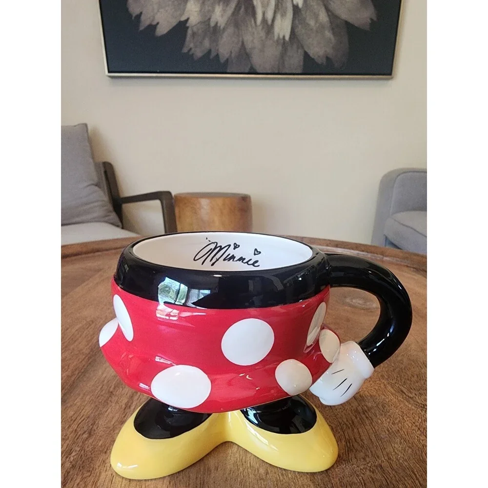RARE Disney Parks Minnie Mouse Polka Dot Skirt & Legs Coffee Cup Tea Mug - Picture 1 of 4